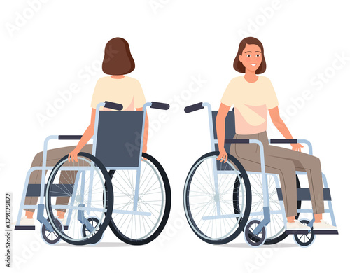 Disabled woman in a wheelchair.