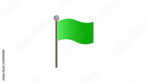 green flag animated, transparent background, cycling movement, alpha channel	