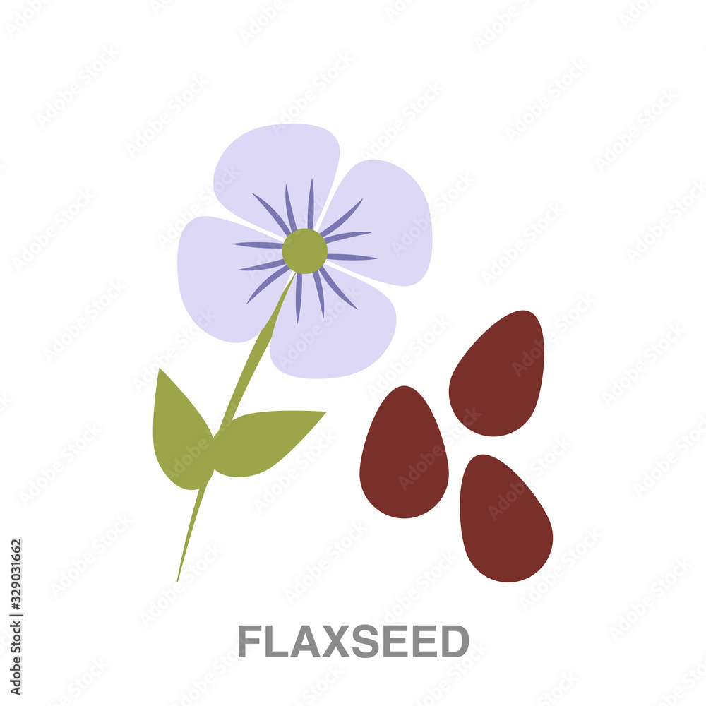 Εκτύπωση καμβά flaxseed flat icon on white transparent background