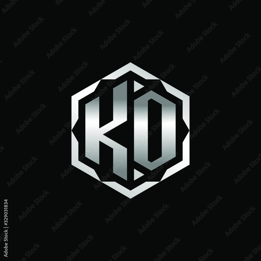 Initial Letters KO Hexagon Logo Design Initial Letters KO Hexagon Logo Design
