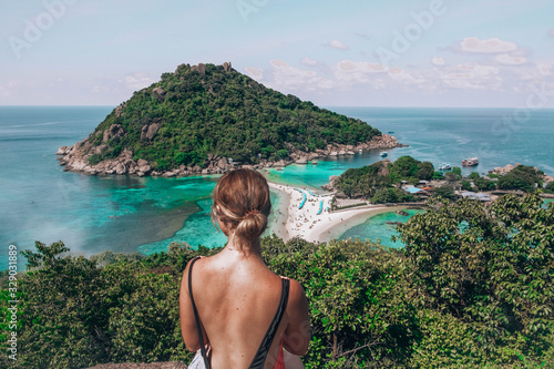 Woman at Koh Nang Yuan viewpoin in Thailand