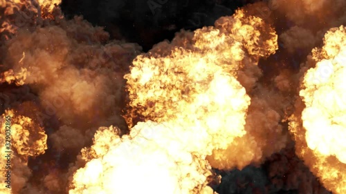 4k resolution of Fire explosion, bomb explosive, nuclear on black background photo