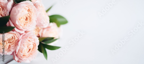 Beautiful flowers, peonies. Bouquet of pink peony background. © eskstock