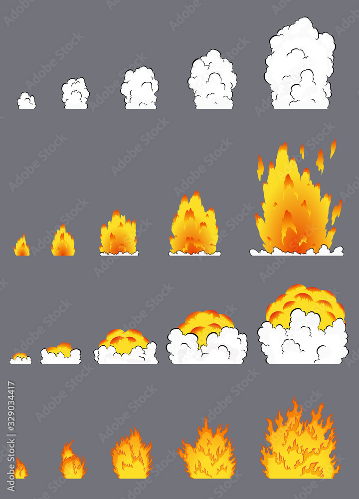 Animation of explosion effect in cartoon comic style. Cartoon explosion