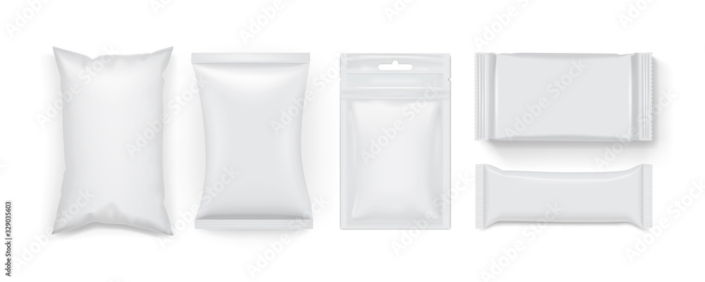 Εκτύπωση καμβά collection of different white food packaging isolated on white background mock u