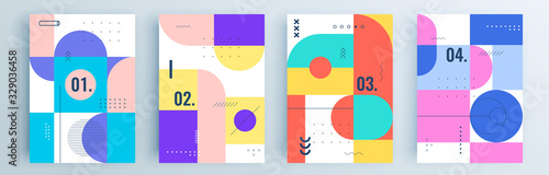 Modern abstract covers set, minimal covers design. Colorful geometric background, vector illustration. photo