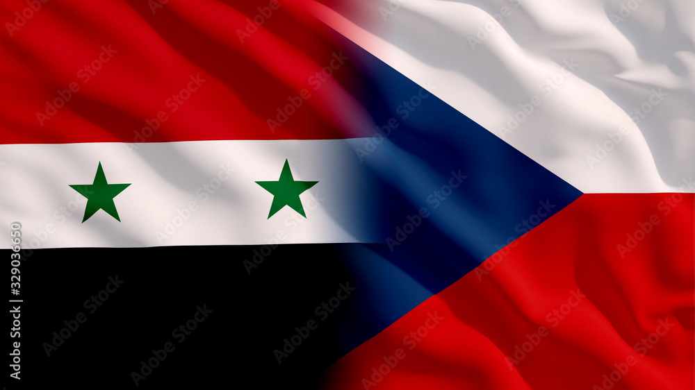 Waving Syria and Czech Republic Flags Waving Syria and Czech Republic Flags