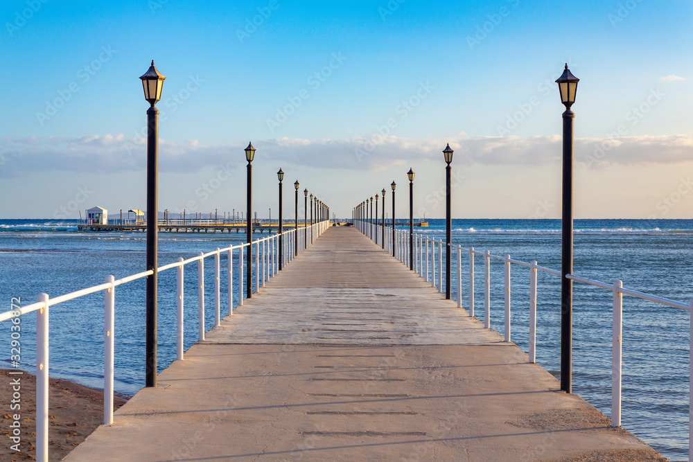 Landscape with long pier in egyptian sea Landscape with long pier in egyptian sea