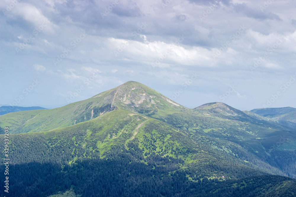 Mount Hoverla in Carpathian Mountains, view from the west