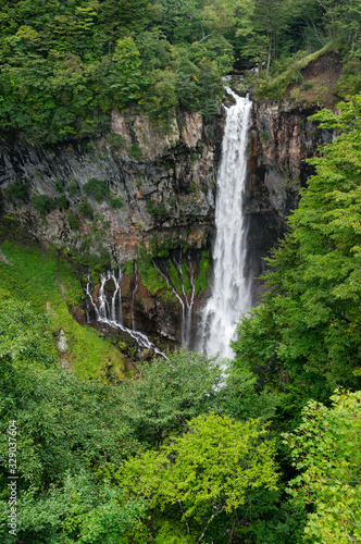 Waterfall in the forest landscape. Kegon falls in Nikko  Japan