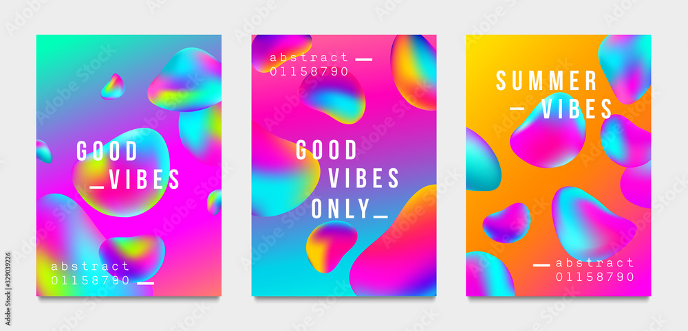 Abstract gradient poster and cover design. Colorful fluid liquid shapes. Vector illustration.