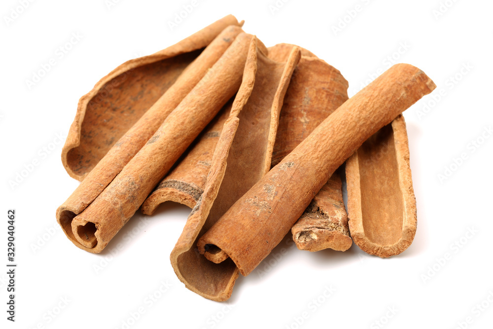 Cinnamon on a white background Cinnamon on a white background