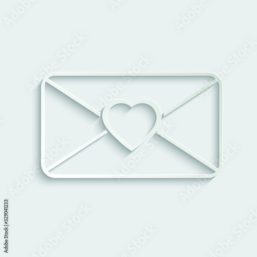 paper sent letter mail icon.  envelope with a heart icon. Love message sign. 