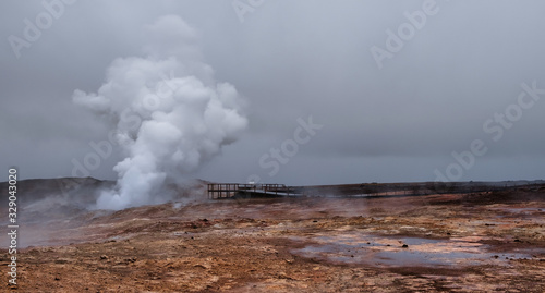 old geyser in Iceland panorama
