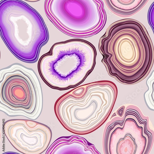 Vector seamless pattern with geode and agate cuts
