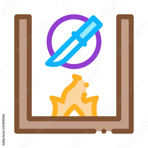 Knife Fireplace Icon Vector. Outline Knife Fireplace Sign. Color Isolated Contour Symbol Illustration