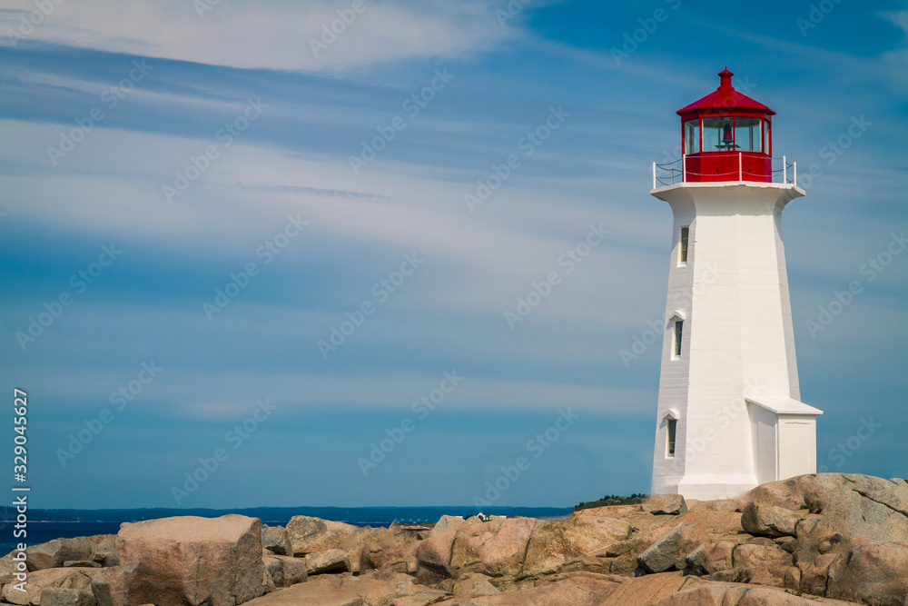 Beautiful Peggy's Cove on the coastline of Nova Scotia Canada on a fine August afternoon.