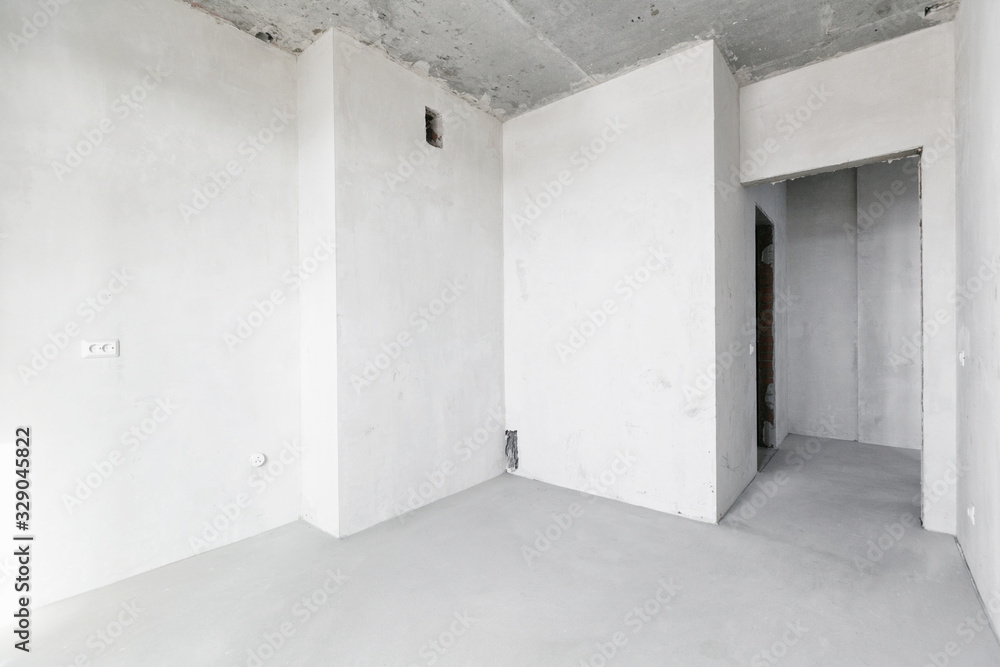 interior of the apartment without decoration in gray colors interior of the apartment without decoration in gray colors
