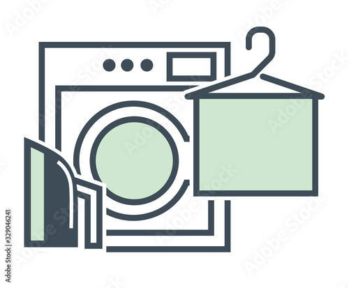 Hotel dry cleaners or laundry service isolated icon
