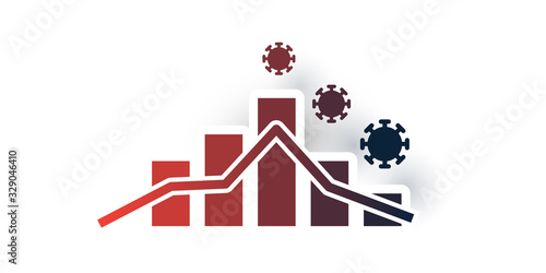 Corona Virus Spreading - Health Problems, Impact on Global Economy, Business Stops Growing - Design Concept with Bar Chart
