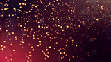3d render of golden red glow particles in air as science fiction of microcosm or macro world. Abstract sci-fi background with depth of field and glowing particles, bokeh effects.