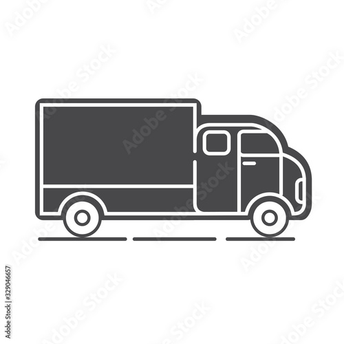 Fast delivery truck icon. Car cargo line art. Vector outline.