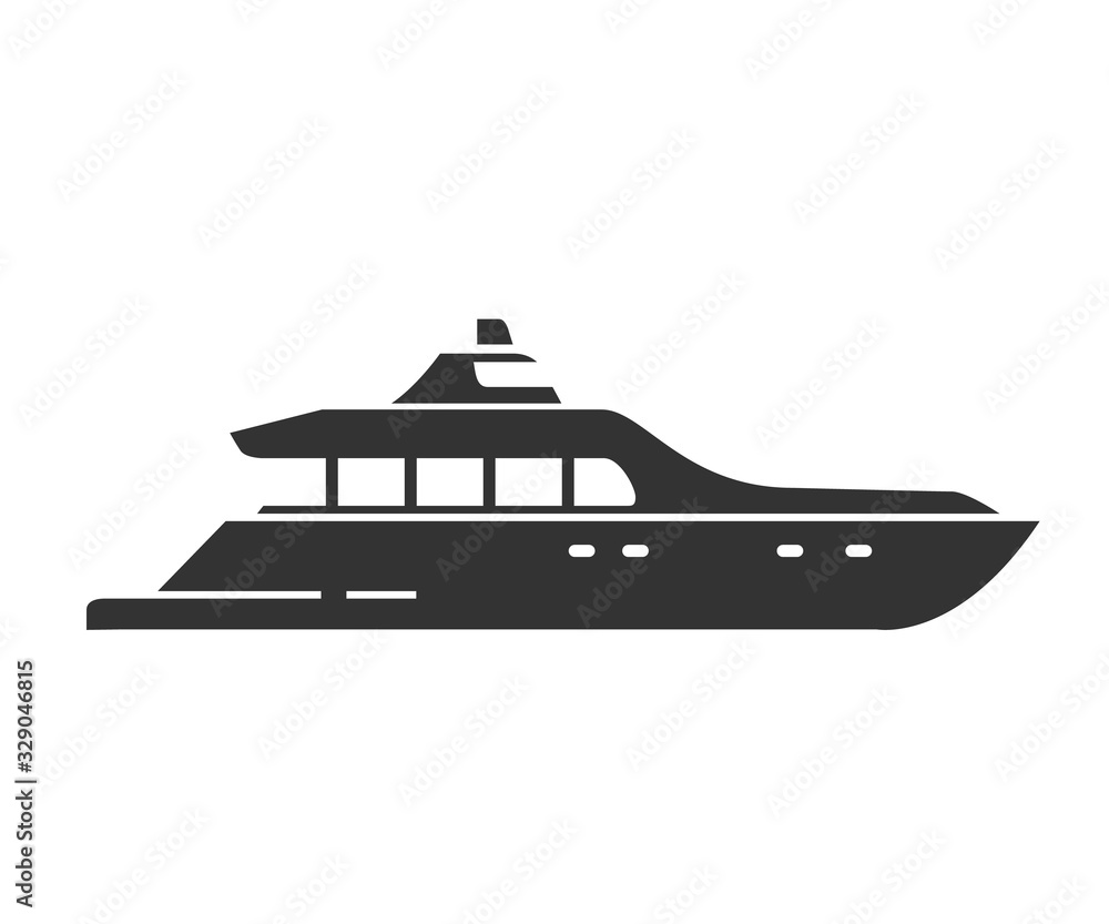 Silhouette of a yacht. Sea ship. Nautical vessel flat illustration vector.