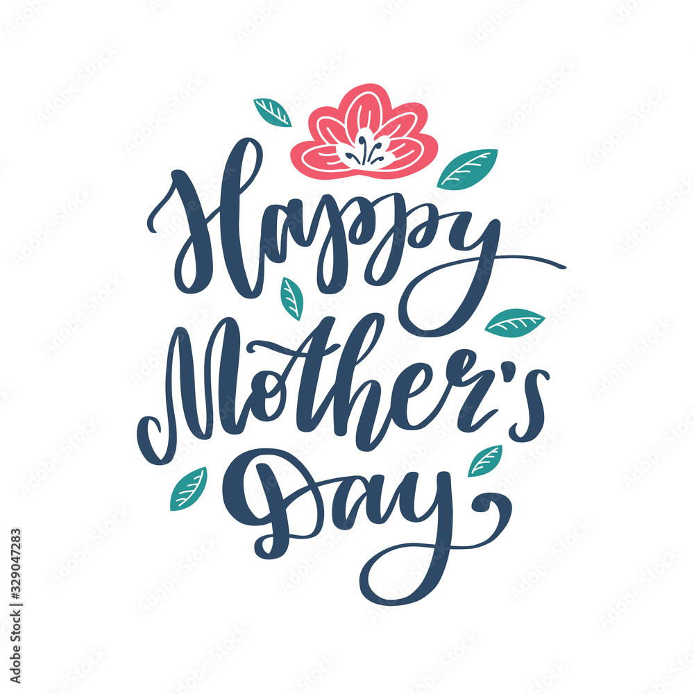 happy mothers day vector lettering on white