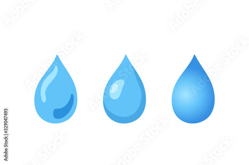 Water drop vector illustration set isolated on white background. Abstract blue liquid sign in flat design. Freshness symbol hand drawn sketch. Raindrop  drinking water  shower  moisturizer concept.