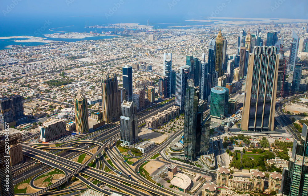 aerial view in Dubai city, aerial scene