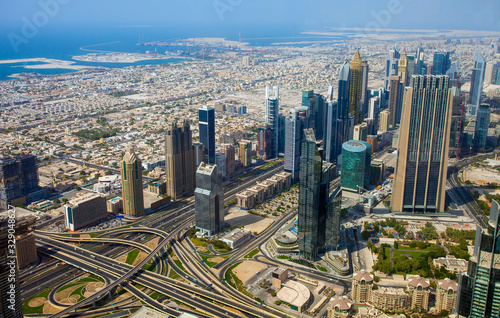 Photography aerial view in Dubai city, aerial scene