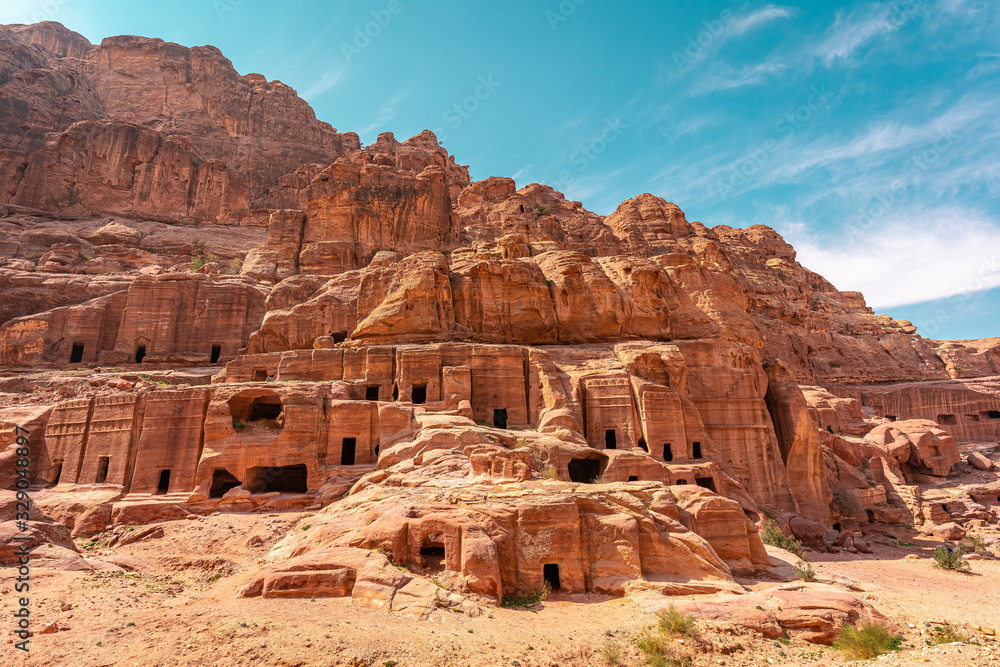 Passage through Sik canyon to the temple-mausoleum of Al Khaznen in the city of Petra in Jordan. Passage through Sik canyon to the temple-mausoleum of Al Khaznen in the city of Petra in Jordan.