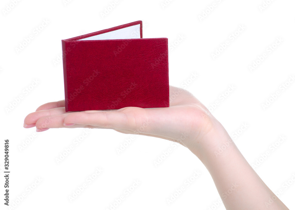 Hand holding identity card document certificate on white background isolation Hand holding identity card document certificate on white background isolation