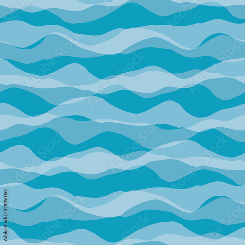 Wavy line seamless vector pattern background. Linear irregular ocean waves backdrop. Hand drawn transparent water reflection style illustration. All over print for marine, beach, vacation concept