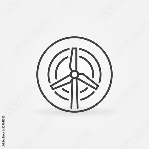Vector Wind Turbine in circle outline concept icon or sign