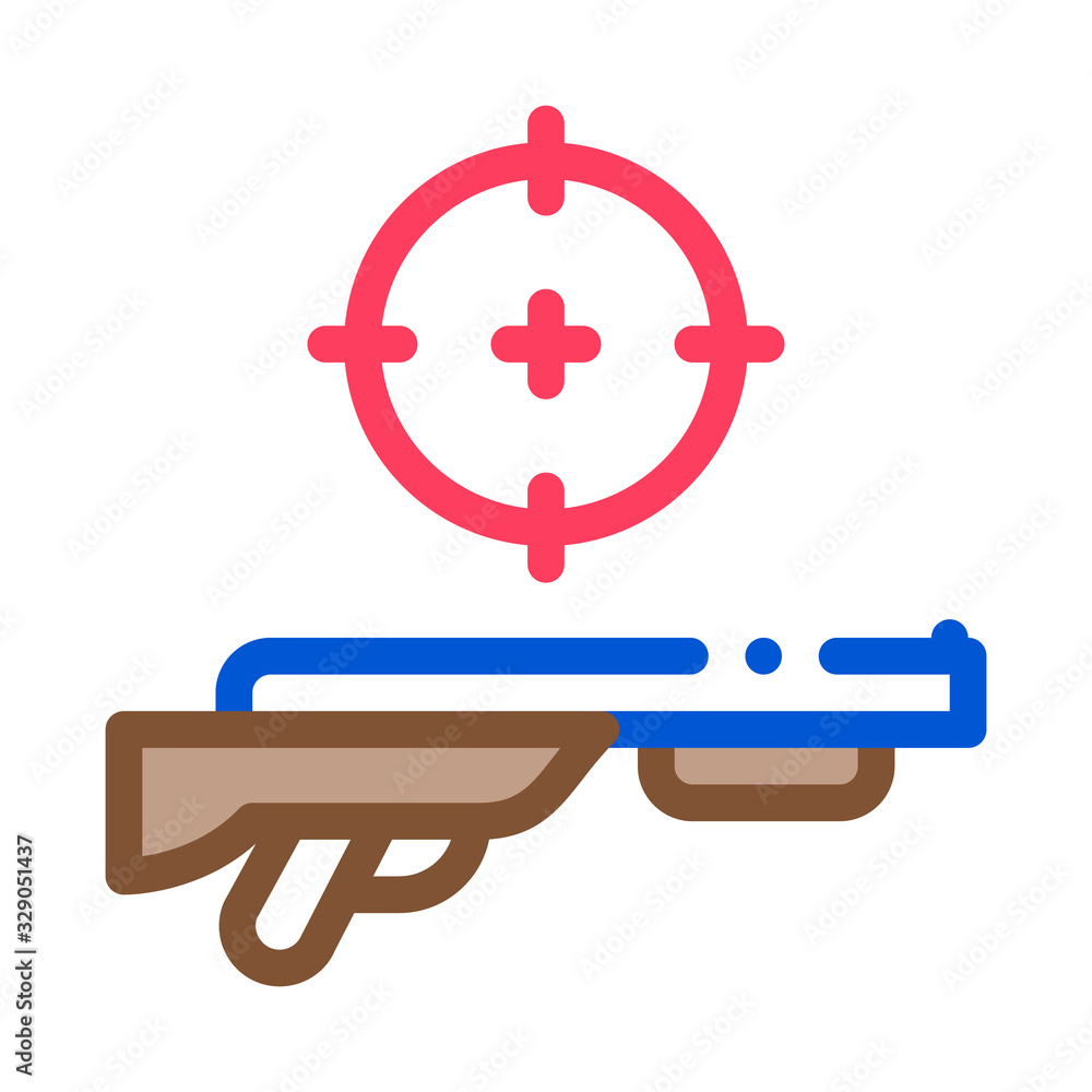 Gun Targeting Icon Vector. Outline Gun Targeting Sign. Color Isolated Contour Symbol Illustration Gun Targeting Icon Vector. Outline Gun Targeting Sign. Color Isolated Contour Symbol Illustration