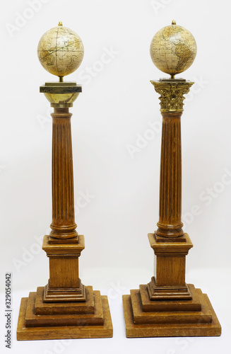 Masonic Columns wiyh Terrestrial and Celestial globes