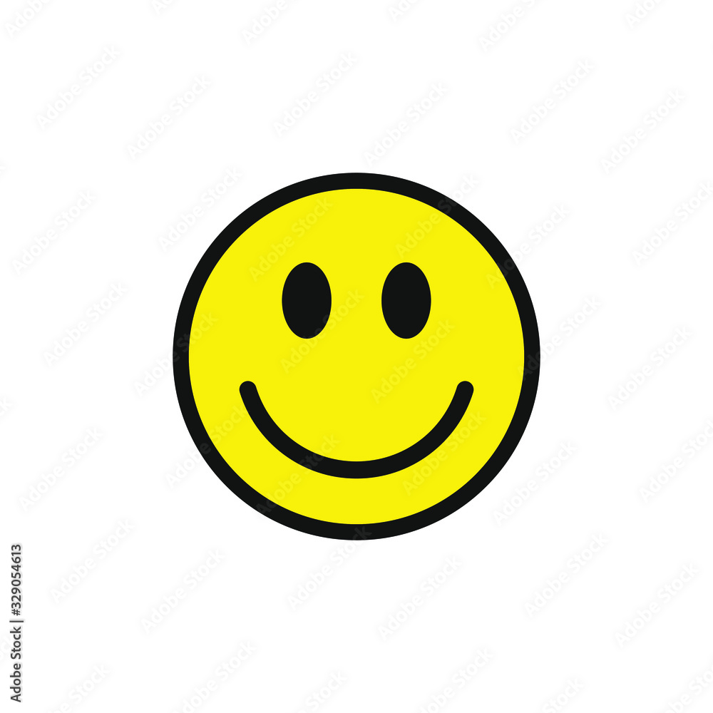 Smiley Face. Happy smiley emoji vector yellow. Vector happy circle face.  Stock Vector