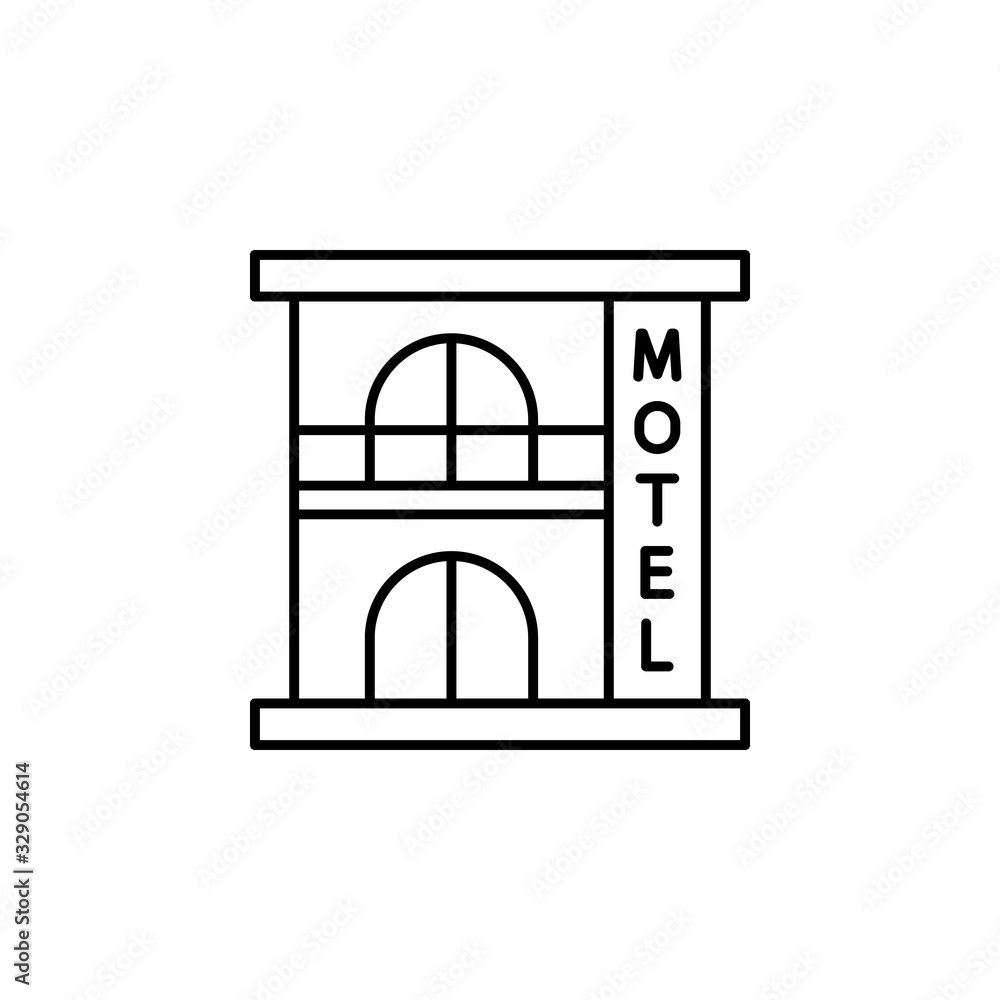 Motel, building icon. Simple line, outline vector elements of city for ui and ux, website or mobile application Motel, building icon. Simple line, outline vector elements of city for ui and ux, website or mobile application