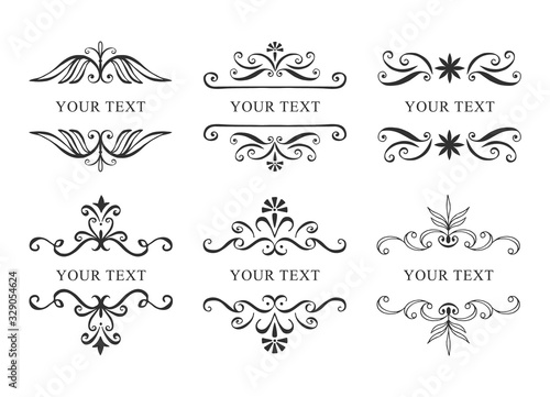 Set of hand drawn vintage banners. Vector calligraphic illustration.