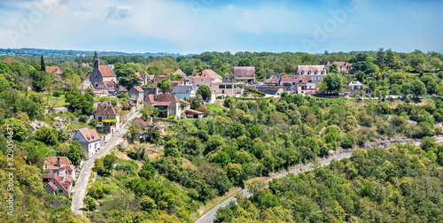 L' Hospitalet. Vue panoramique sur le village depuis Rocamadour. Lot. Occitanie	 photo