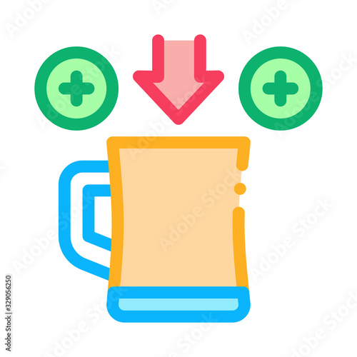 More Beer In Cup Icon Vector. Outline More Beer In Cup Sign. Color Isolated Contour Symbol Illustration