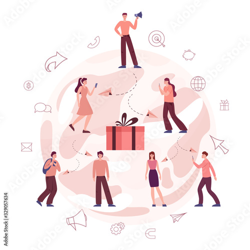 Referral program bonus for joining concept. Referral marketing
