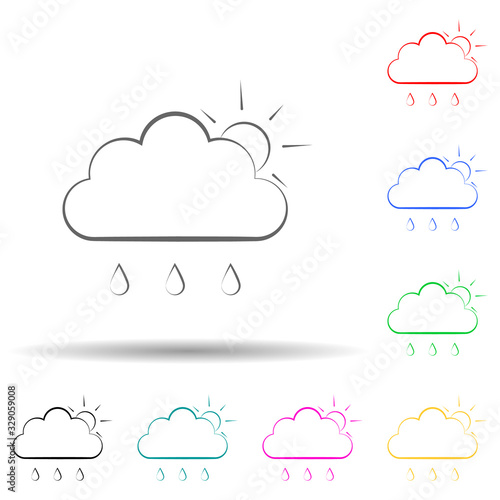 partial rain sign multi color style icon. Simple thin line, outline vector of weather icons for ui and ux, website or mobile application