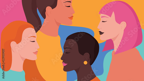 Beautiful women of different race or nationality, femenism