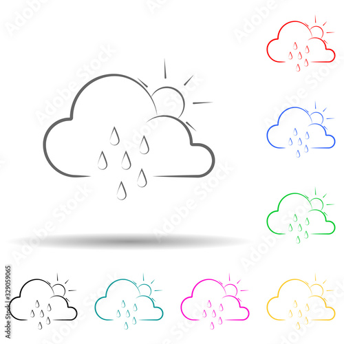 partial rain sign multi color style icon. Simple thin line, outline vector of weather icons for ui and ux, website or mobile application