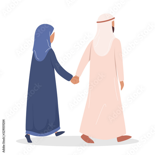 Modern muslim couple on a date. Arabian woman and man