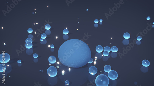 Group of blue spheres on re...