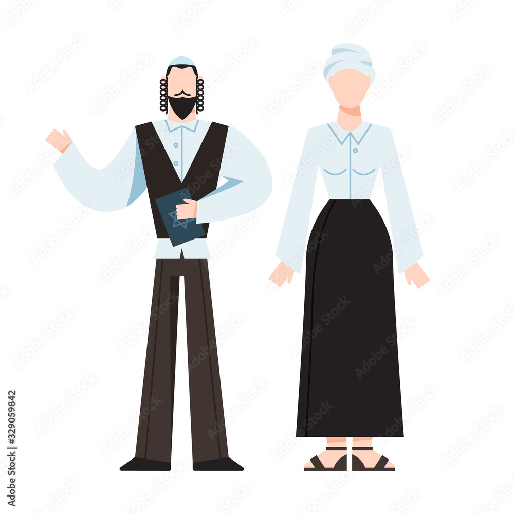 Traditional jewish religious monk. Male and female religious figure. Traditional jewish religious monk. Male and female religious figure.