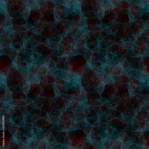 Seamless tileable futuristic teal and red network shape